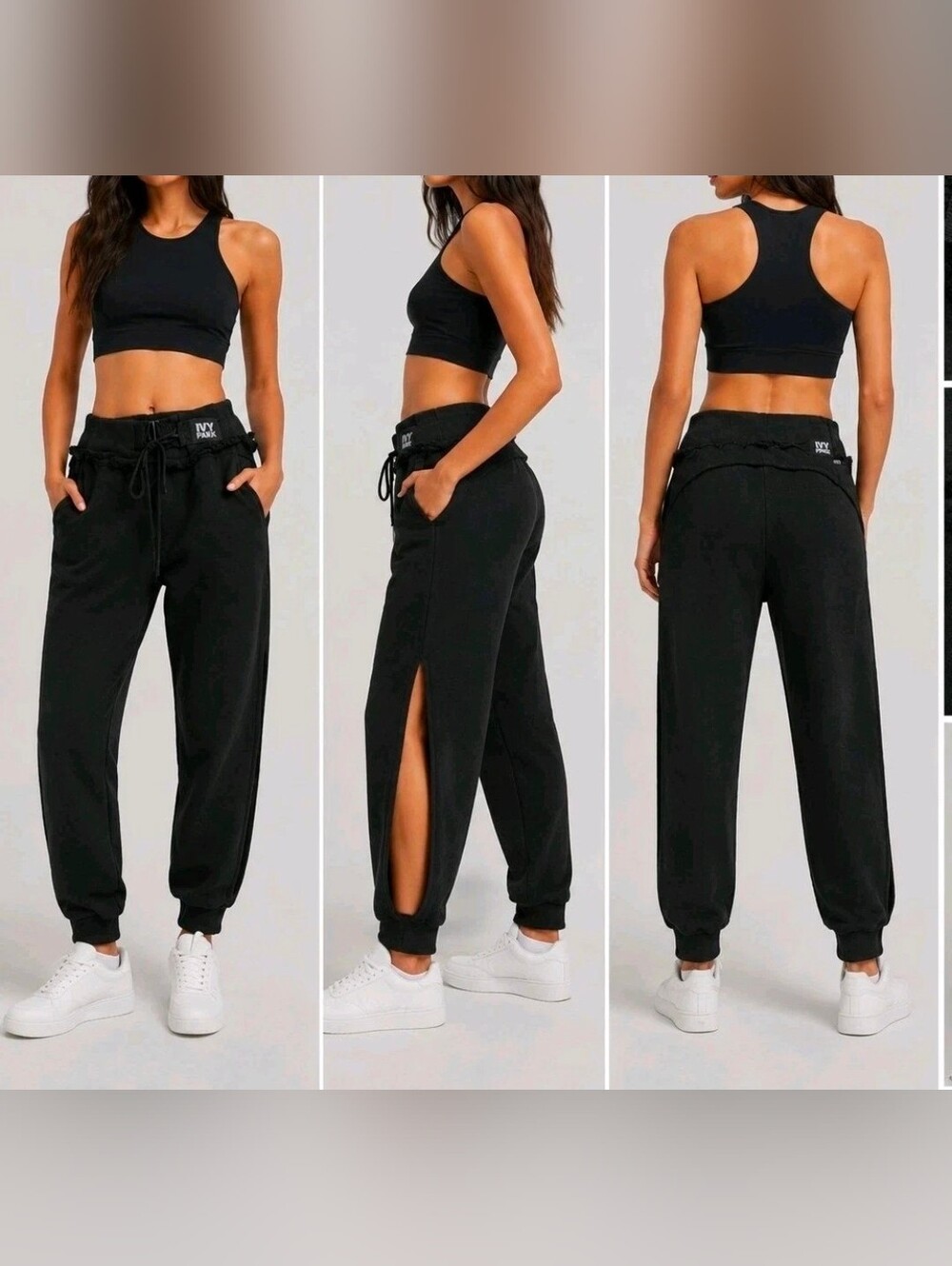 Adidas x Ivy Park Beyoncé Black Side Slit Jogger Sweatpant Women's Size Small